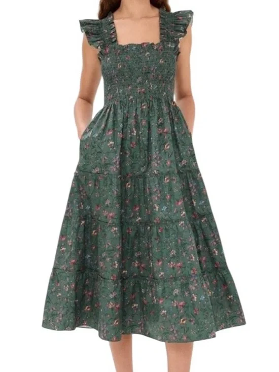 Hill House Ellie Nap Dress in Fleur Chintz Bottle Green Size Small - Picture 12 of 12